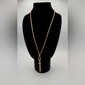 Vintage Gold Tassel Necklace 17” Long